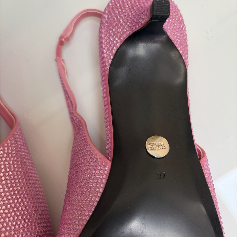 Zara Pink Crystal Slingback Flats - Picture 7 of 7